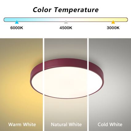 Brilagi - Candeeiro de tecto LED dimável POOL LED/48W/230V 3000-6000K Ø 40 cm bordô + controlo remoto