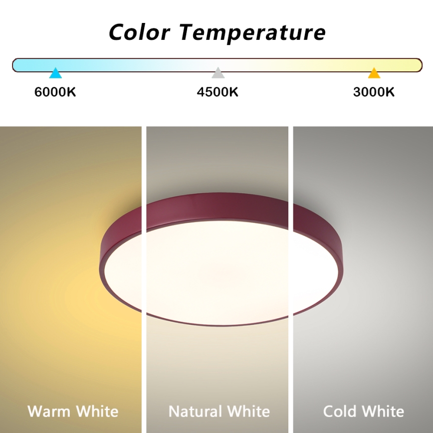 Brilagi - Candeeiro de tecto LED dimável POOL LED/48W/230V 3000-6000K Ø 40 cm bordô + controlo remoto