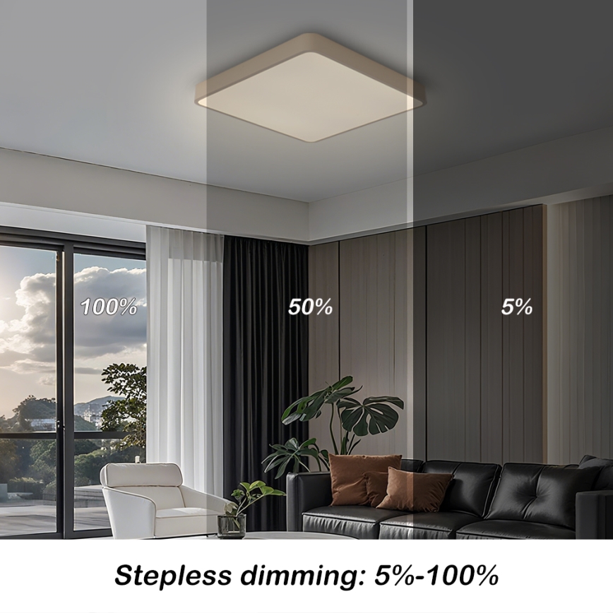 BRILAGI - Candeeiro de teto LED regulável POOL SQUARE LED/48W/230V 3000-6000K 50x50 cm bege + comando à distância
