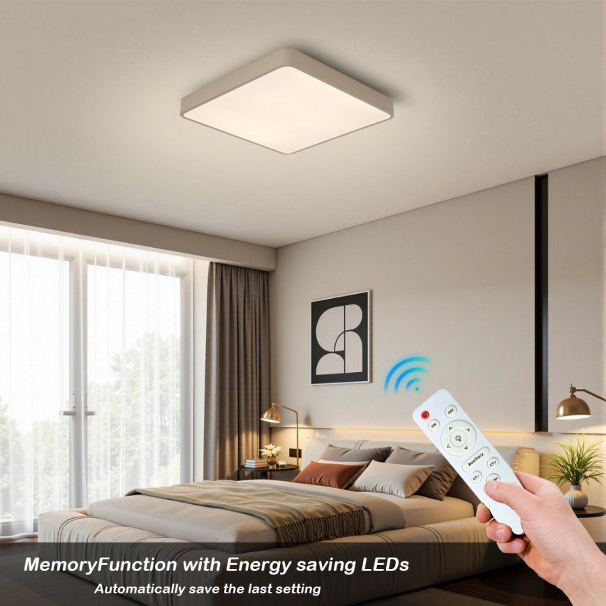 BRILAGI - Candeeiro de teto LED regulável POOL SQUARE LED/48W/230V 3000-6000K 50x50 cm bege + comando à distância