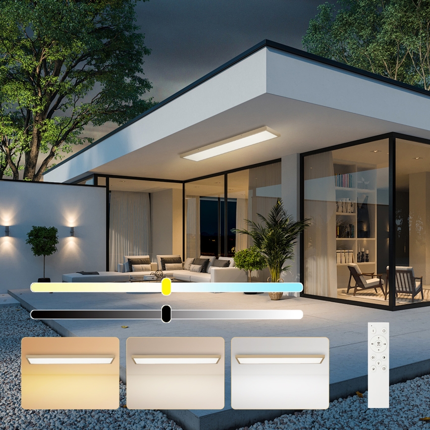 Brilagi - Candeeiro de tecto para casa de banho LED dimerizável FRAME SMART LED/50W/230V 120x30 cm 3000-6000K IP44 bege + controlo remoto