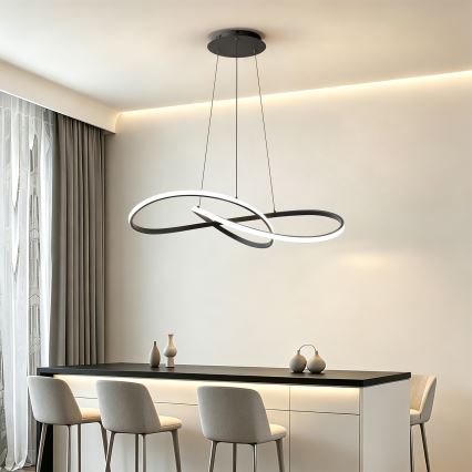 Brilagi - Lustre LED dimerizável suspenso por cabo INFINITY LED/80W/230V 3000-6000K 80x80 cm preto + controlo remoto