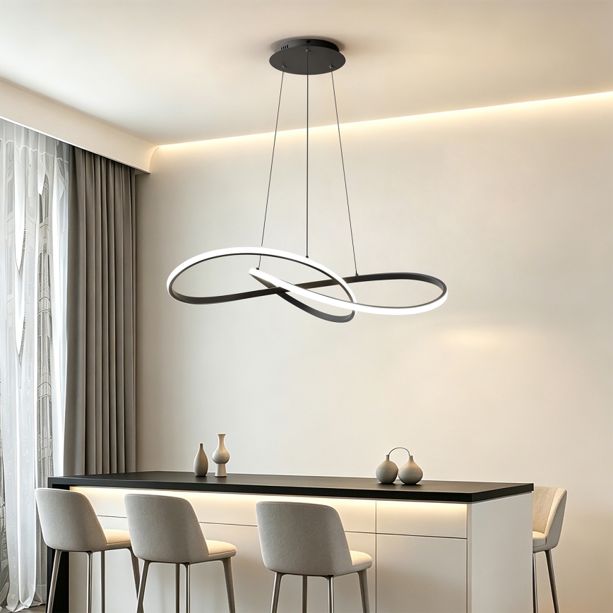 Brilagi - Lustre LED dimerizável suspenso por cabo INFINITY LED/80W/230V 3000-6000K 80x80 cm preto + controlo remoto