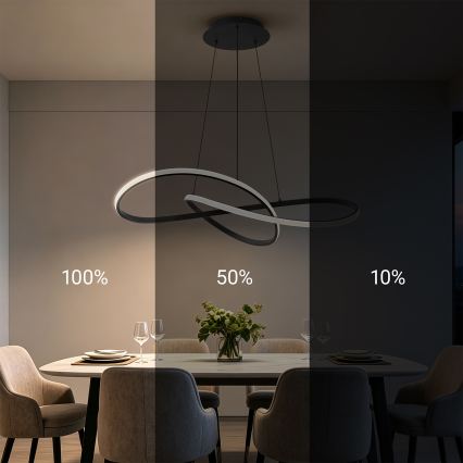Brilagi - Lustre LED dimerizável suspenso por cabo INFINITY LED/80W/230V 3000-6000K 80x80 cm preto + controlo remoto