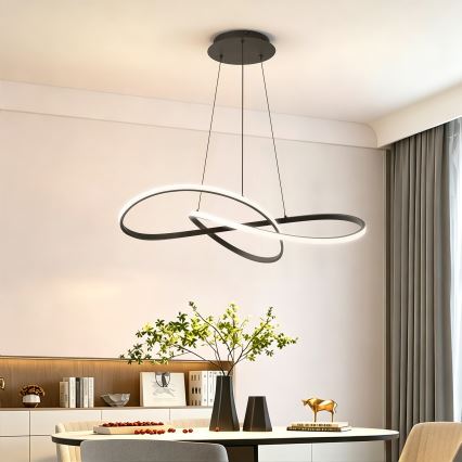 Brilagi - Lustre LED dimerizável suspenso por cabo INFINITY LED/80W/230V 3000-6000K 80x80 cm preto + controlo remoto