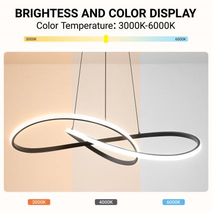 Brilagi - Lustre LED dimerizável suspenso por cabo INFINITY LED/80W/230V 3000-6000K 80x80 cm preto + controlo remoto