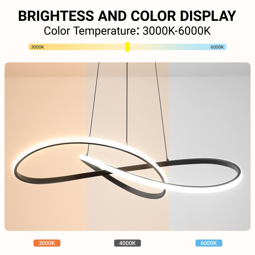 Brilagi - Lustre LED dimerizável suspenso por cabo INFINITY LED/80W/230V 3000-6000K 80x80 cm preto + controlo remoto