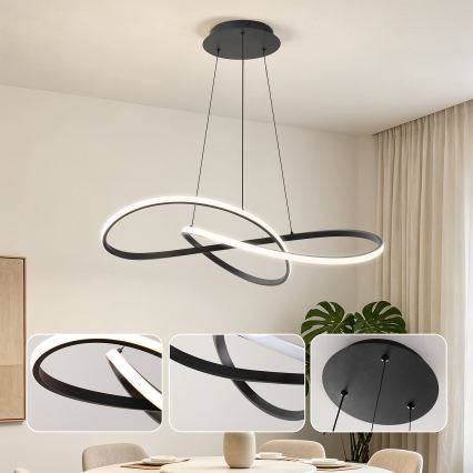 Brilagi - Lustre LED dimerizável suspenso por cabo INFINITY LED/80W/230V 3000-6000K 80x80 cm preto + controlo remoto
