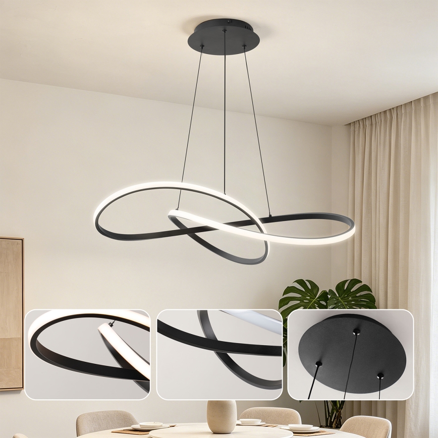 Brilagi - Lustre LED dimerizável suspenso por cabo INFINITY LED/80W/230V 3000-6000K 80x80 cm preto + controlo remoto