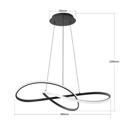 Brilagi - Lustre LED dimerizável suspenso por cabo INFINITY LED/80W/230V 3000-6000K 80x80 cm preto + controlo remoto