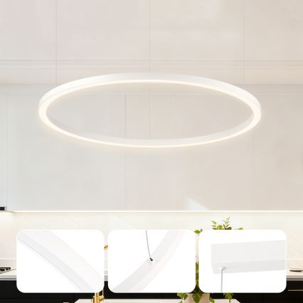 Brilagi - Lustre LED regulável suspenso por cabo PORTOFINO LED/60W/230V 3000-6000K Ø 80 cm branco + comando à distância