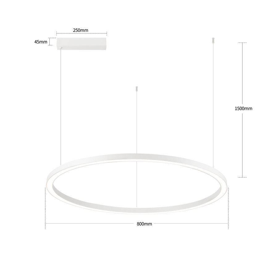 Brilagi - Lustre LED regulável suspenso por cabo PORTOFINO LED/60W/230V 3000-6000K Ø 80 cm branco + comando à distância