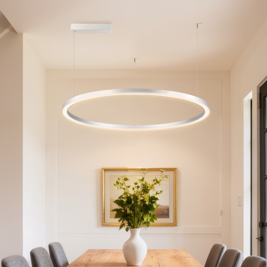 Brilagi - Lustre LED regulável suspenso por cabo PORTOFINO LED/60W/230V 3000-6000K diâmetro 80 cm prateado + controlo remoto