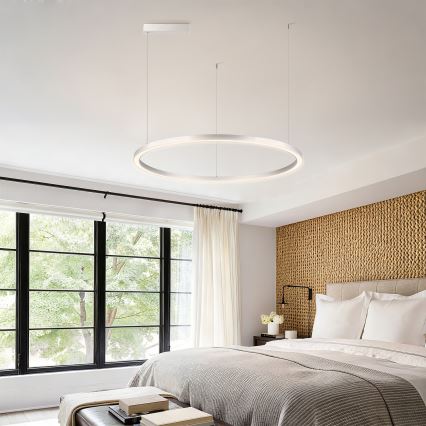 Brilagi - Lustre LED regulável suspenso por cabo PORTOFINO LED/60W/230V 3000-6000K diâmetro 80 cm prateado + controlo remoto