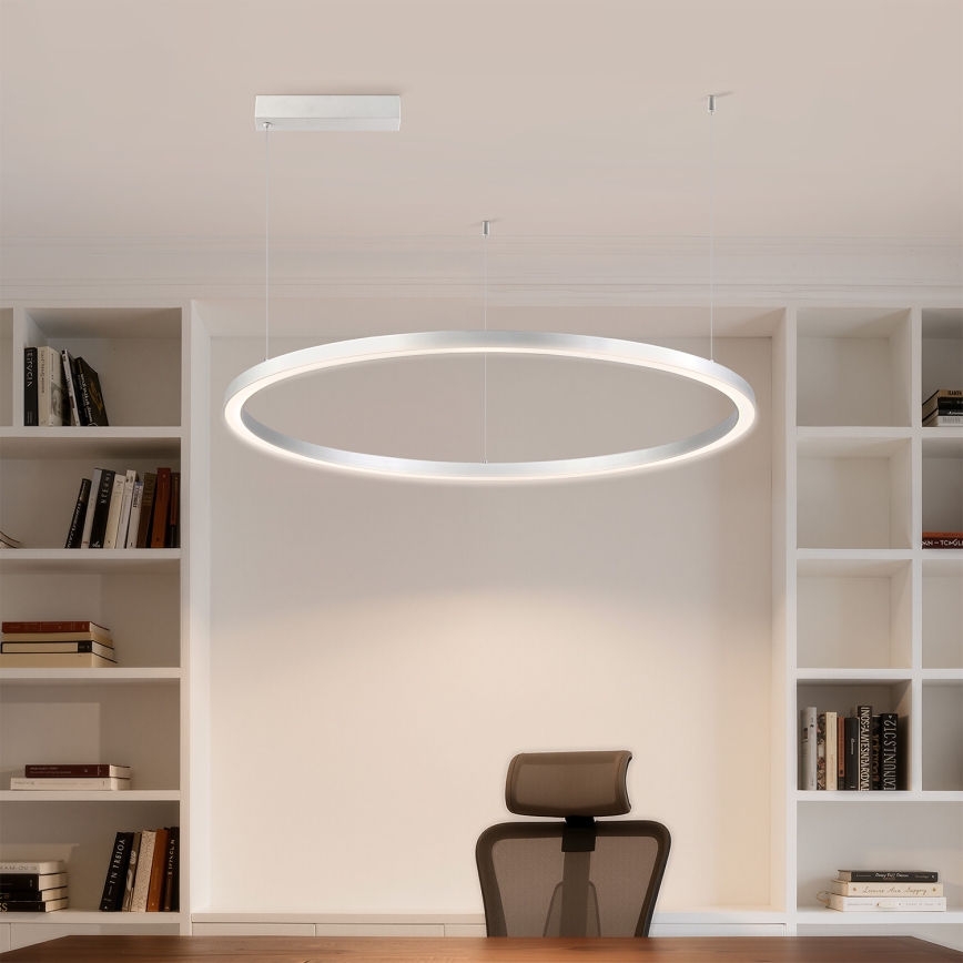 Brilagi - Lustre LED regulável suspenso por cabo PORTOFINO LED/60W/230V 3000-6000K diâmetro 80 cm prateado + controlo remoto