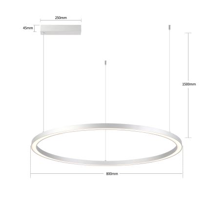 Brilagi - Lustre LED regulável suspenso por cabo PORTOFINO LED/60W/230V 3000-6000K diâmetro 80 cm prateado + controlo remoto