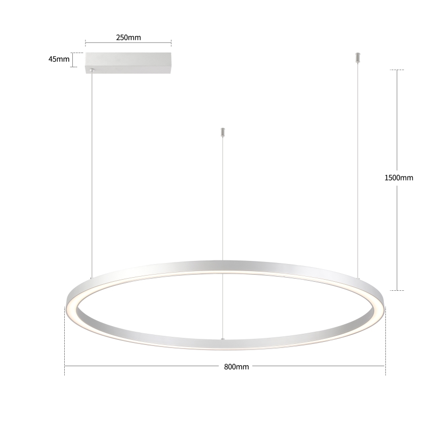 Brilagi - Lustre LED regulável suspenso por cabo PORTOFINO LED/60W/230V 3000-6000K diâmetro 80 cm prateado + controlo remoto