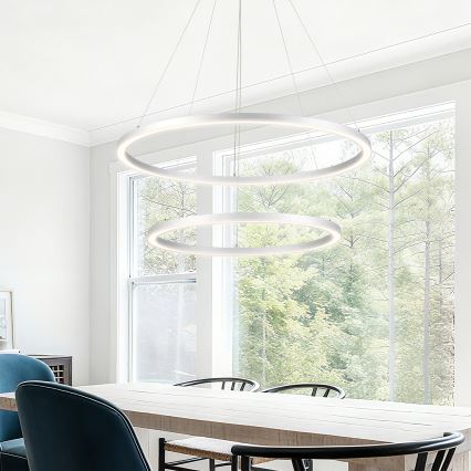 Brilagi - Lustre LED dimerizável suspenso por cabo PORTOFINO LED/98W/230V 3000-6000K Ø 80 cm prateado + controlo remoto