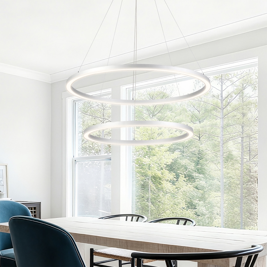 Brilagi - Lustre LED dimerizável suspenso por cabo PORTOFINO LED/98W/230V 3000-6000K Ø 80 cm prateado + controlo remoto
