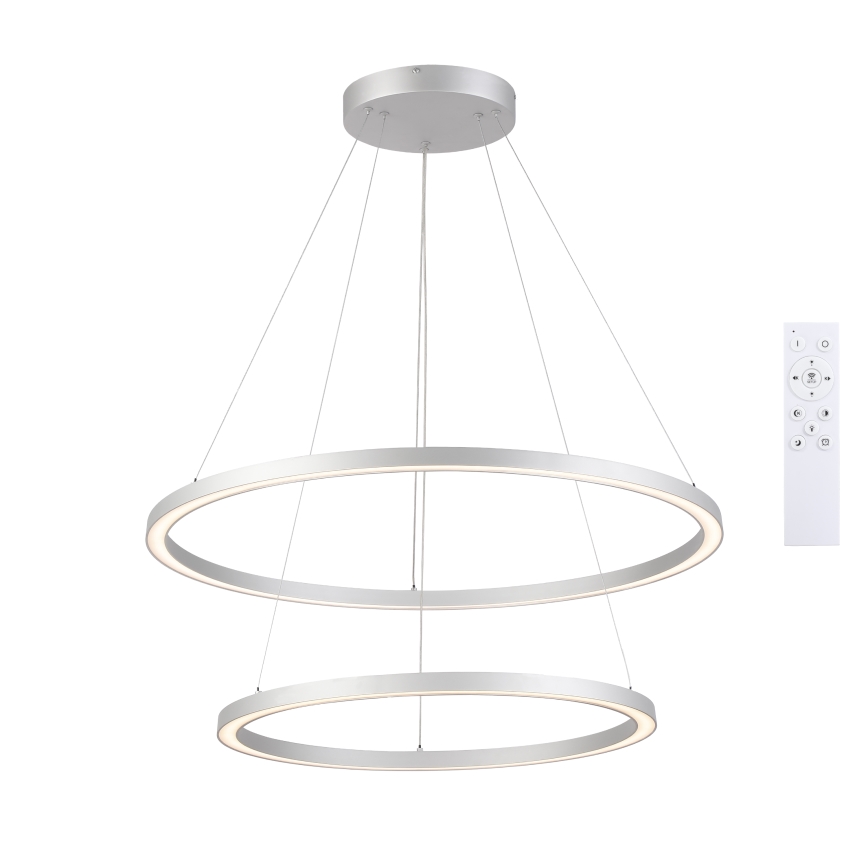 Brilagi - Lustre LED dimerizável suspenso por cabo PORTOFINO LED/98W/230V 3000-6000K Ø 80 cm prateado + controlo remoto