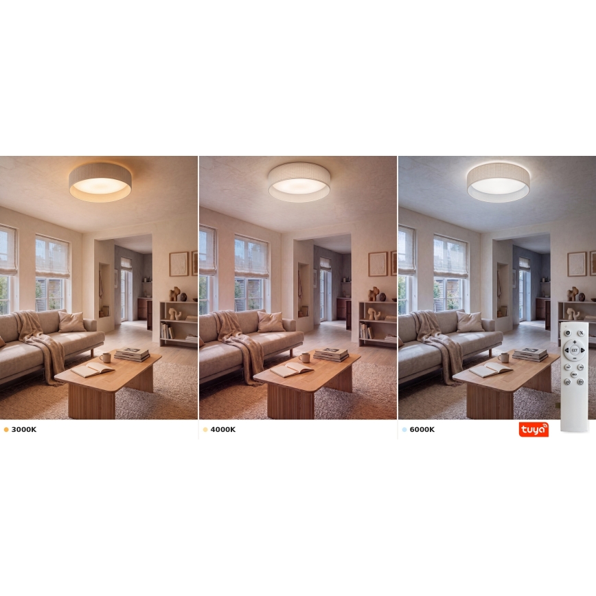 Brilagi - Plafon de tecto LED dimerizável VELVET SMARTIX 24 W / 230 V 3000–6000 K Ø 45 cm creme Wi‑Fi Tuya Beacon + comando remoto