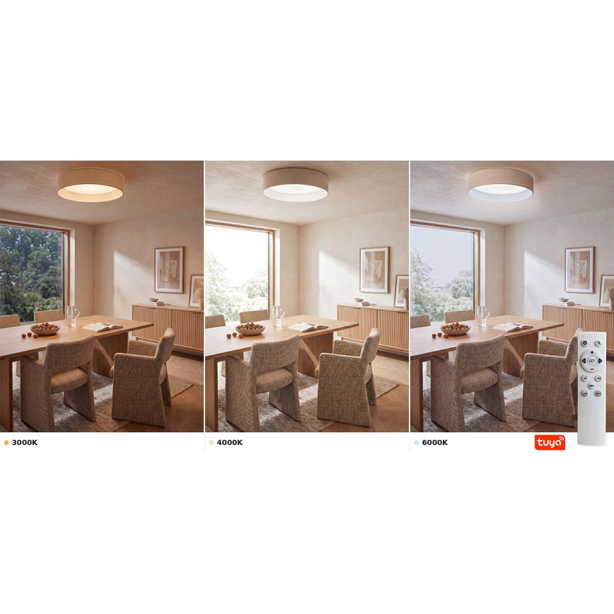 Brilagi - Luminária de teto LED dimerizável VELVET SMARTIX LED/24W/230V 3000-6000K Ø 45 cm creme Wi-Fi Tuya Beacon + controlo remoto