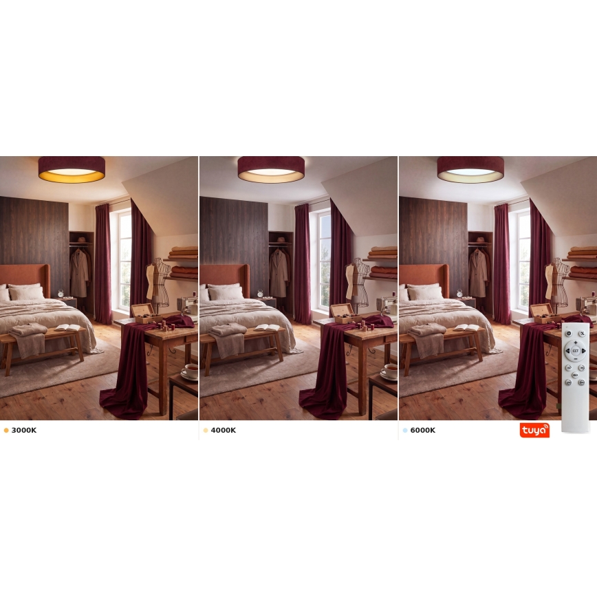 Brilagi - Candeeiro de tecto LED regulável VELVET SMARTIX LED/24W/230V 3000-6000K Ø 45 cm vinho/dourado Wi‑Fi Tuya Beacon + controlo remoto
