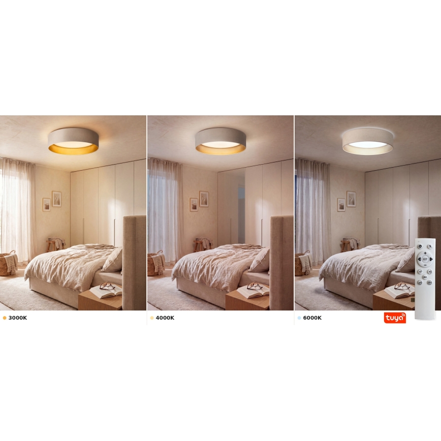 Brilagi - Candeeiro de teto LED regulável VELVET SMARTIX LED/36W/230V 3000–6000K Ø 55 cm creme/dourado Wi-Fi Tuya Beacon + comando remoto