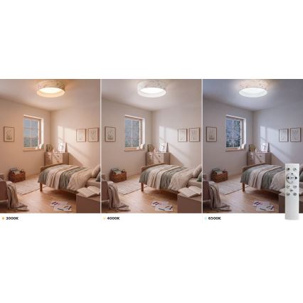 Brilagi - Candeeiro de teto LED dimerizável VELVET SMART VARI LED/24W/230V 3000-6500K diâmetro 45 cm branco/flores + controlo remoto