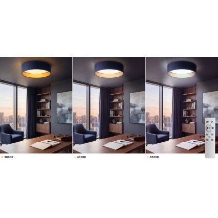 Brilagi - Candeeiro de teto LED dimerizável VELVET SMART VARI LED/24W/230V 3000-6500K diâmetro 45 cm azul/dourado + comando remoto