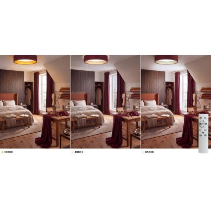 Brilagi - Luminária de teto LED dimerizável VELVET SMART VARI LED/36W/230V 3000-6500K Ø 55 cm vinho/dourado + comando remoto