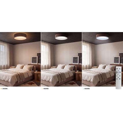 Brilagi - Luminária de tecto LED regulável VELVET SMART VARI LED/36W/230V 3000-6500K Ø 55 cm castanho + controlo remoto