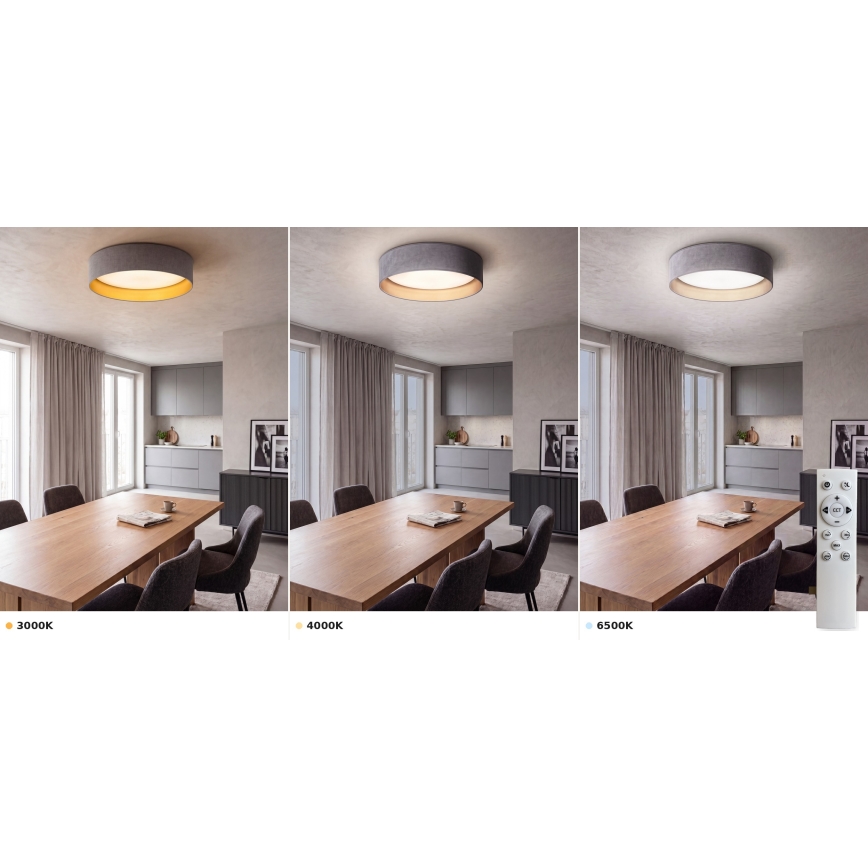 Brilagi - Candeeiro de teto LED dimerizável VELVET SMART VARI LED/36W/230V 3000-6500K diâmetro 55 cm cinzento/dourado + controlo remoto