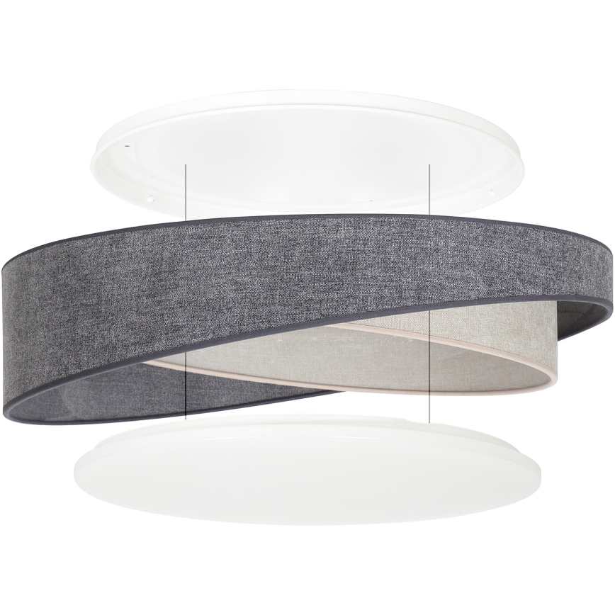 BRILAGI - Candeeiro de tecto LED dimerizável VELVET TWIST LED/36W/230V 3000-6000K diâmetro 65 cm Wi-Fi Tuya Beacon cinzento/creme + controlo remoto