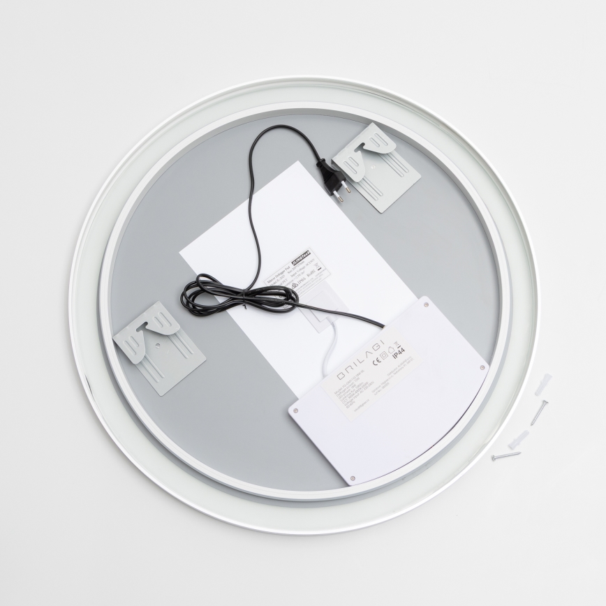 Brilagi - Espelho de casa de banho aquecido com LED dimável e iluminação integrada ALU PRO LED/18W/230V Ø 60 cm 3000/4000/6500K IP44 cromo mate IRC 90