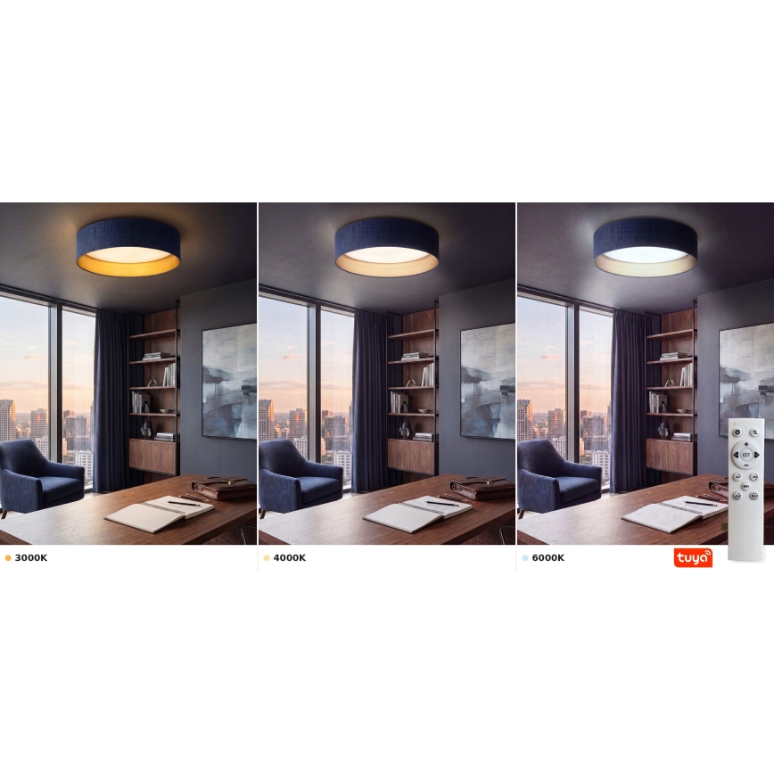 BRILAGI - Candeeiro de tecto LED dimerizável VELVET SMARTIX STARS LED/24W/230V 3000-6000K diâmetro 45 cm azul/dourado Wi-Fi Tuya Beacon + comando remoto