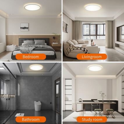 Brilagi - Luminária LED Regulável com sensor de movimento e crepúsculo ULTRA SLIM LED/18W/230V diâmetro 30 cm + controlo remoto