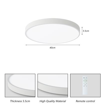 Brilagi - Luminária de teto LED dimmerizável POOL SMART LED/48W/230V 3000-6000K 40 cm + controlo remoto branco
