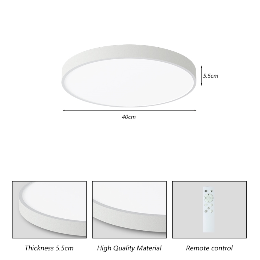 Brilagi - Luminária de teto LED dimmerizável POOL SMART LED/48W/230V 3000-6000K 40 cm + controlo remoto branco