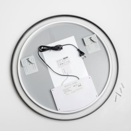 Brilagi - Espelho de casa de banho LED aquecido ALU PRO, regulável, com retroiluminação, LED/18W/230V, Ø 60 cm, 3000/4000/6500K, IP44, preto, IRC 90