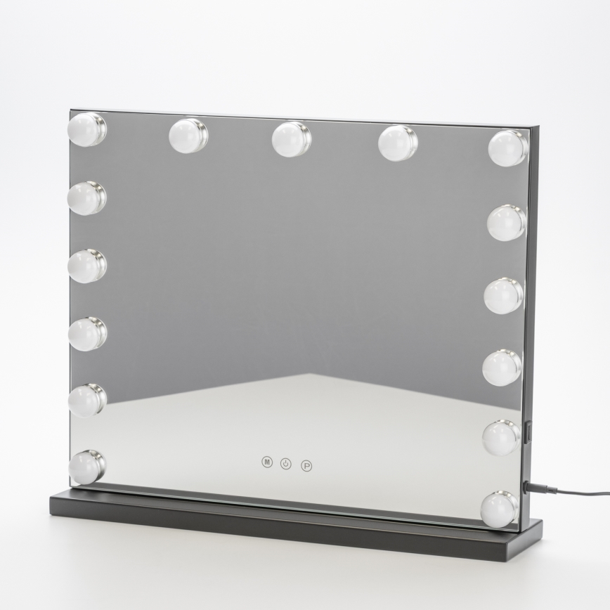 BRILAGI - LED Espelho de maquilhagem com dimmer HOLLYWOOD LED/15W/230V CCT + USB preto