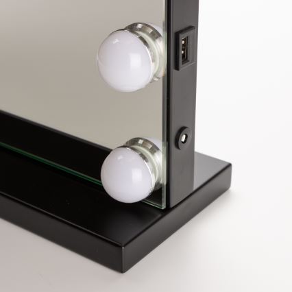 BRILAGI - LED Espelho de maquilhagem com dimmer HOLLYWOOD LED/15W/230V CCT + USB preto