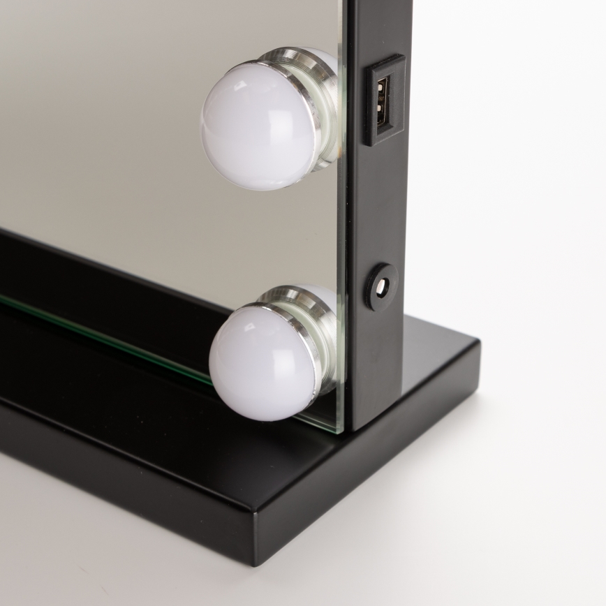 BRILAGI - LED Espelho de maquilhagem com dimmer HOLLYWOOD LED/15W/230V CCT + USB preto