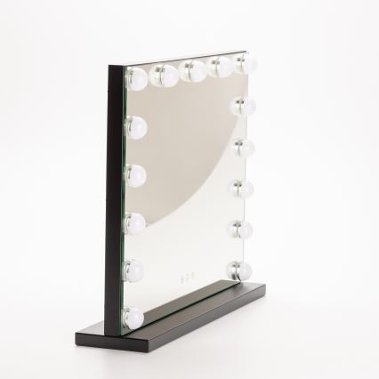BRILAGI - LED Espelho de maquilhagem com dimmer HOLLYWOOD LED/15W/230V CCT + USB preto