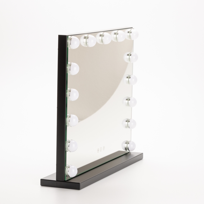 BRILAGI - LED Espelho de maquilhagem com dimmer HOLLYWOOD LED/15W/230V CCT + USB preto