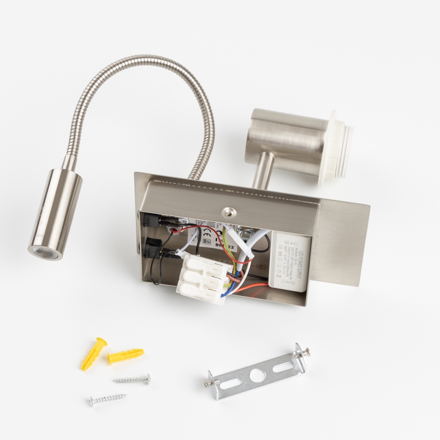 Brilagi - Candeeiro de parede infantil LED flexível BOBO 1xE27/25W/230V + LED/3W cromo mate/branco/motivos de animais
