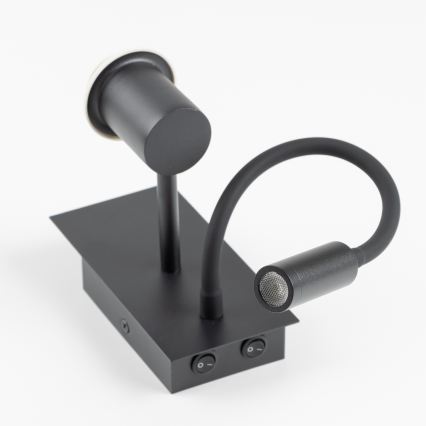 Brilagi - LED Lâmpada de Parede Infantil Flexível BOBO 1xE27/25W/230V + LED/3W preto/branco/estampa de unicórnios