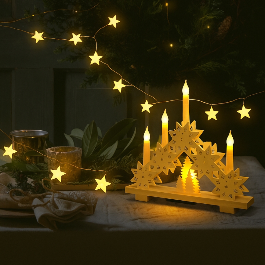 Brilagi - LED Guirlanda de Natal 40xLED/3xAA 1,8m branco quente estrelas