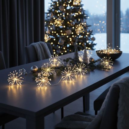 BRILAGI - LED Guirlanda de Natal para exterior 150xLED 5m IP44 branco quente efeito de fogos de artifício