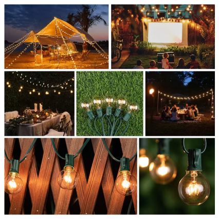 Brilagi - Guirlanda decorativa LED para exterior 25xE12/0,8W/230V 20m cabo verde IP44 branco quente